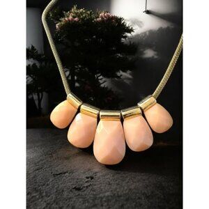 Silver Mesh Chain Necklace w Faceted Pink Stones 20"